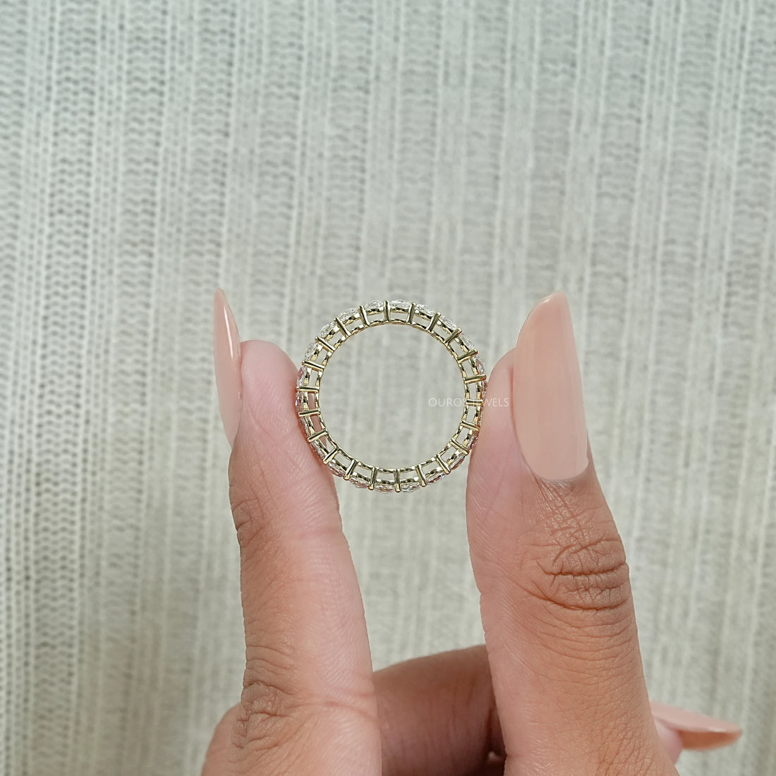 Rose Cut Round Diamond Eternity Wedding Band Ring