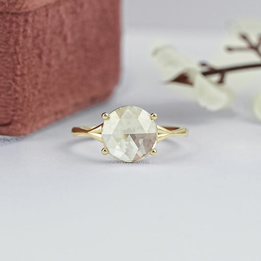 Rose Cut Round Diamond Split Shank Ring