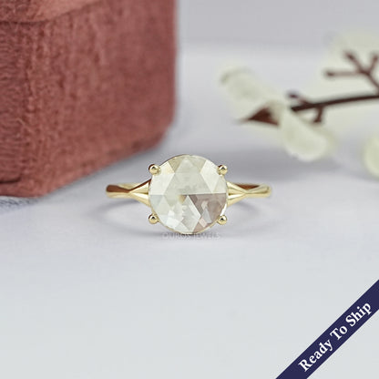 Rose Cut Round Diamond Split Shank Ring