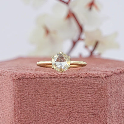 Rose Cut Round Diamond Solitaire Ring
