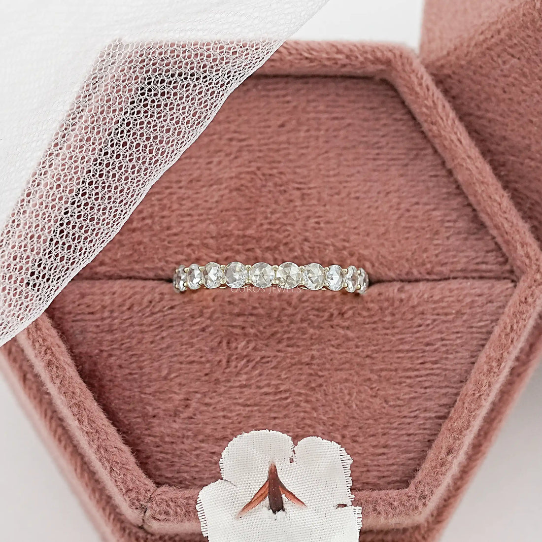 Rose Cut Round Diamond Eternity Wedding Band Ring