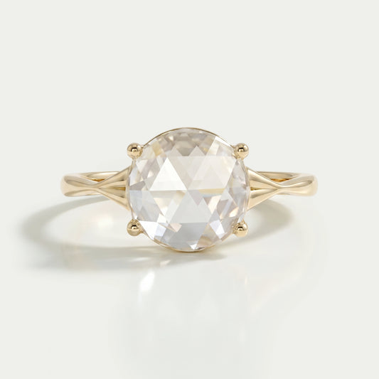 Rose Cut Round Diamond Split Shank Ring
