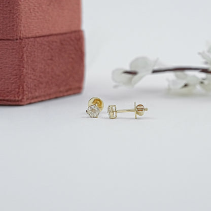 Rose Cut Round Lab Diamond Stud Earrings Earring