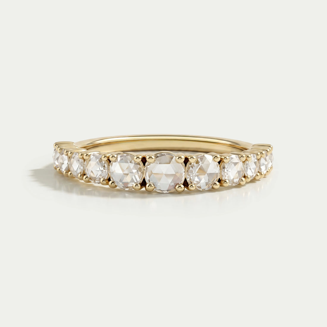 Rose Cut Round Diamond Half Eternity Band