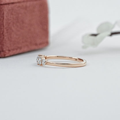 Five Stone Rose Cut Round Diamond Engagement Ring