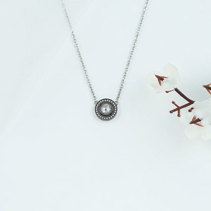 Rose Cut Round Diamond Halo Necklace