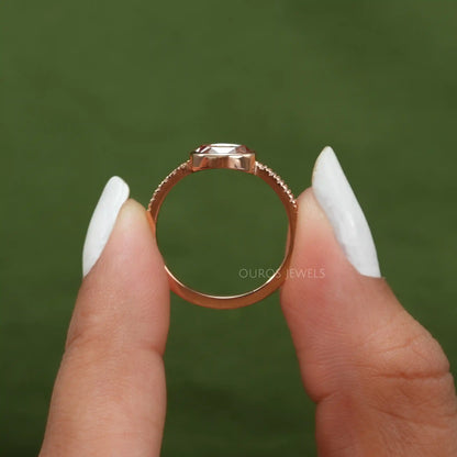 Rose Cut Oval Lab Grown Accent Diamond Ring Ring