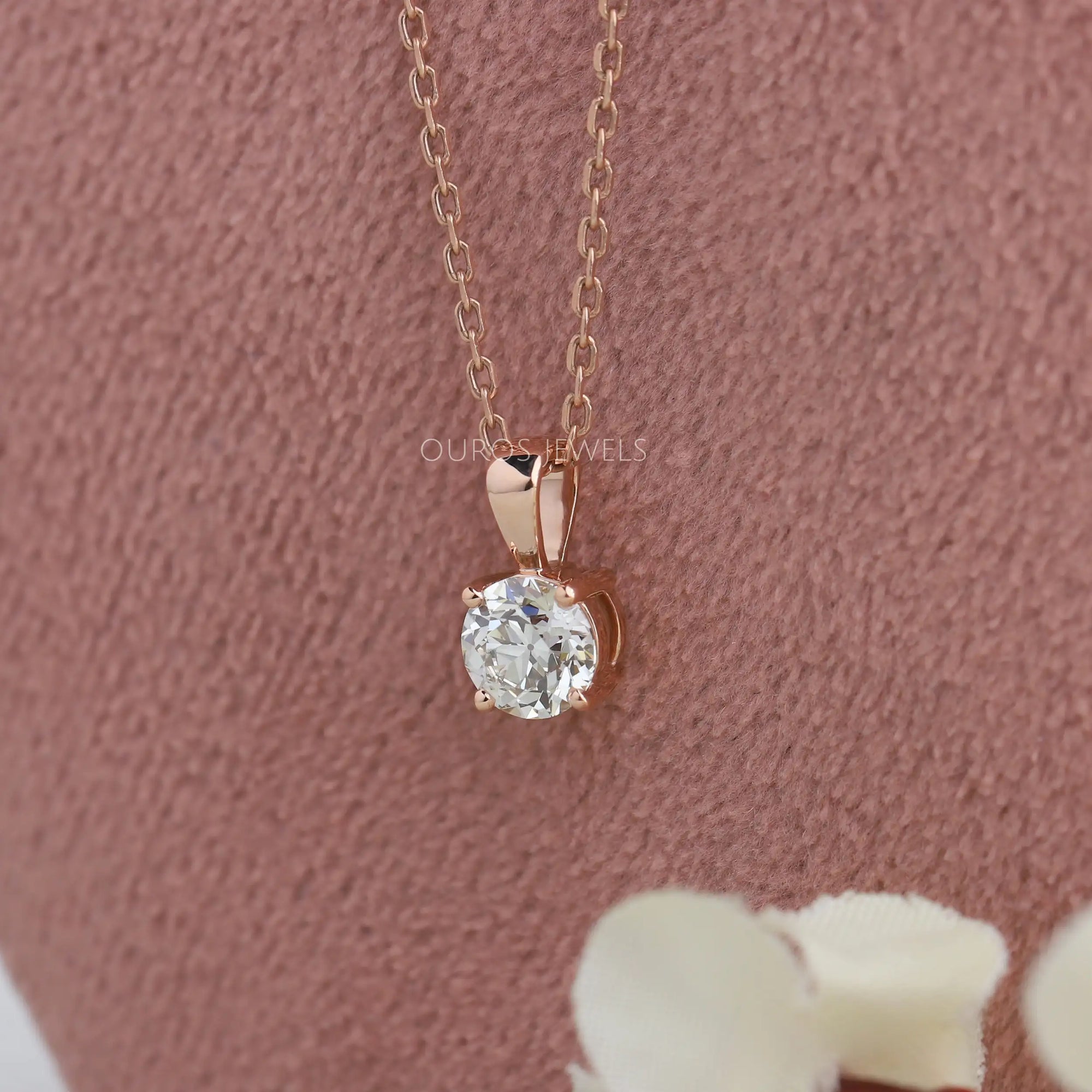 Old European Round Cut Solitaire Pendant Necklaces