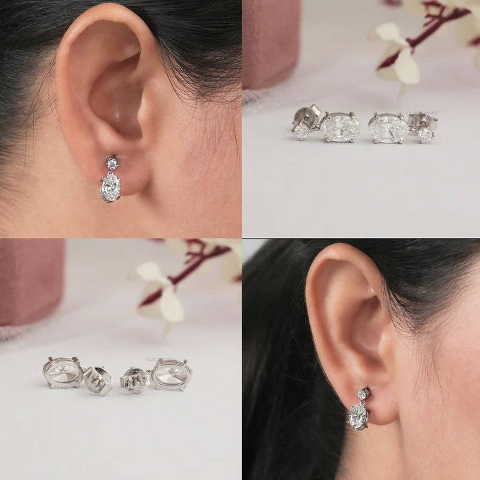 Round and Oval Lab Diamond Drop Earrings