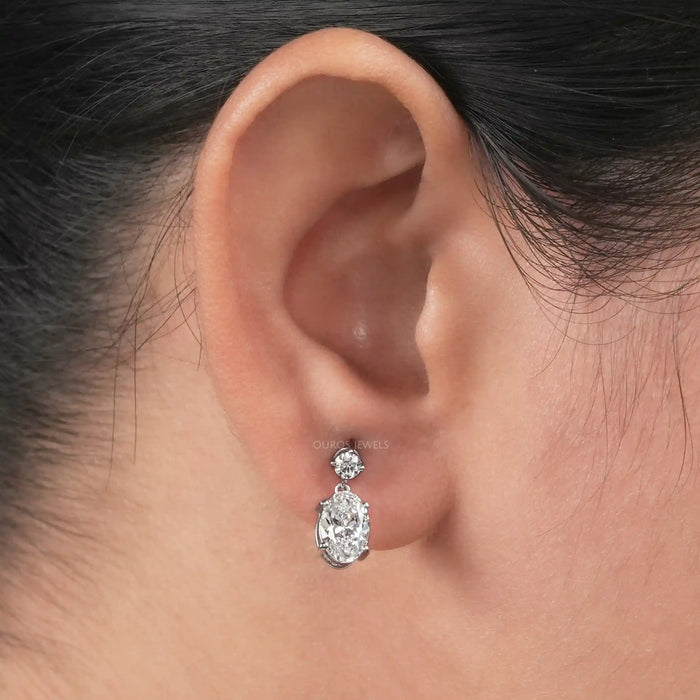 Round and Oval Lab Diamond Drop Earrings