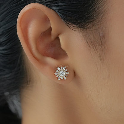 Round & Tapered Baguette Diamond Stud Earrings Earring