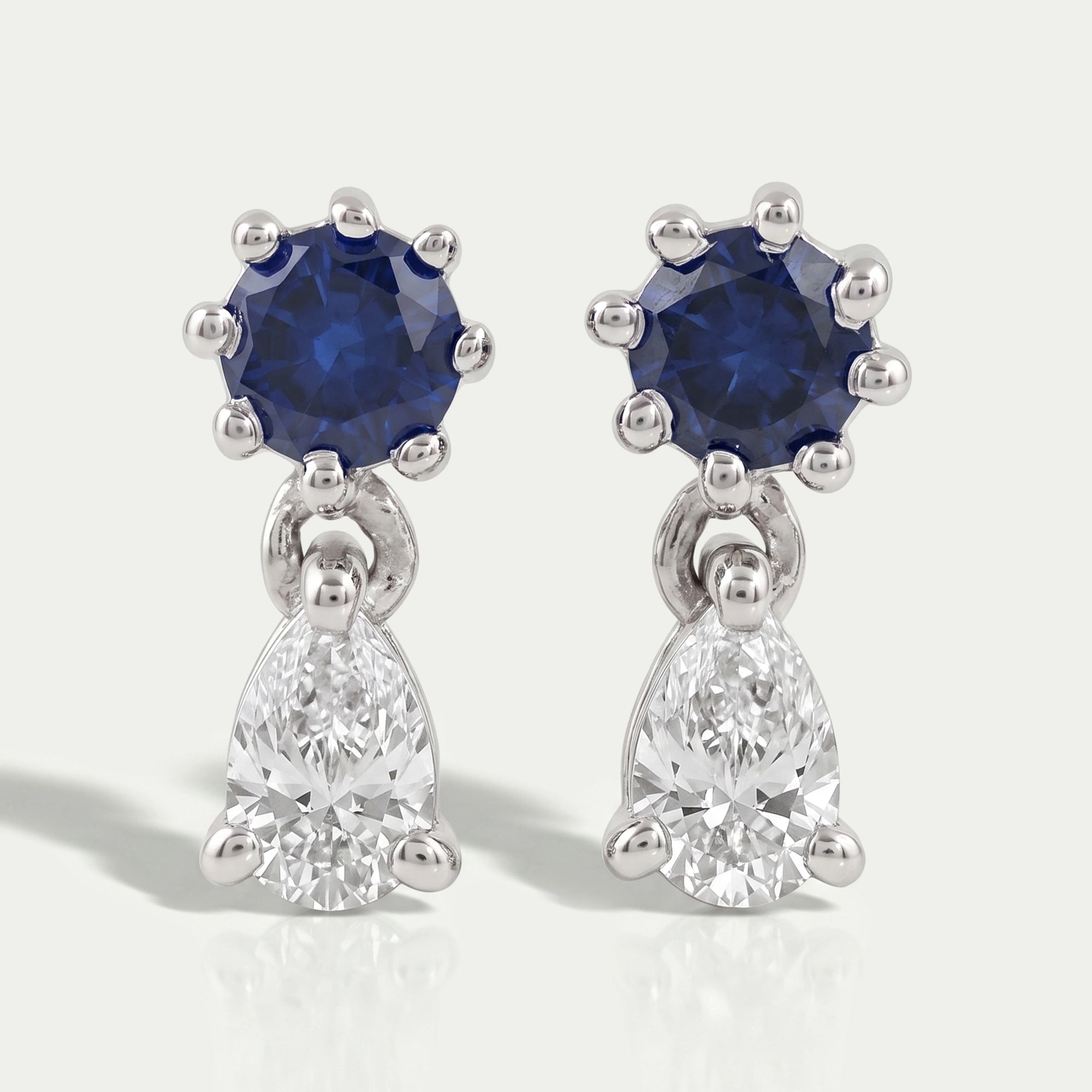 Sapphire Round Cut Gemstone Dangle Earrings
