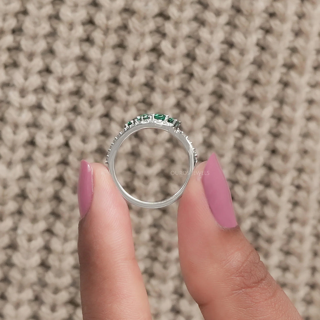 Emerald Cluster And Round Bypass Ring
