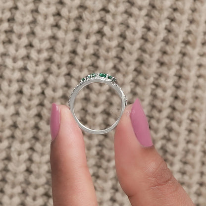 Emerald Cluster And Round Bypass Ring