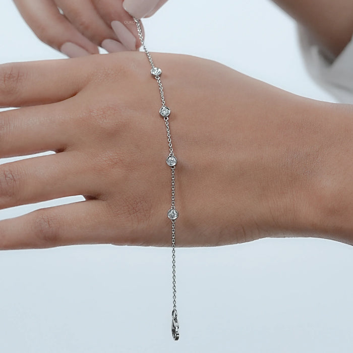 Round Diamond Bezel Set Chain Bracelet