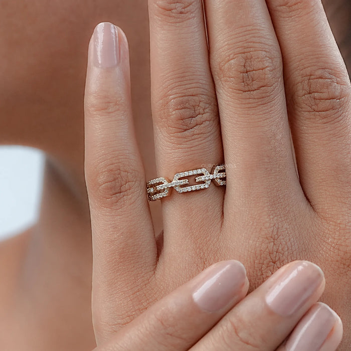 Women's Round Diamond Chain Link Ring