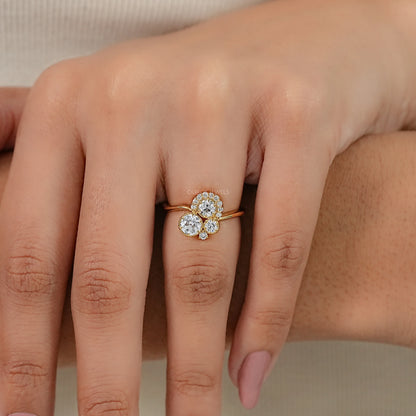 OEC Round Lab Diamond Cluster Engagement Ring