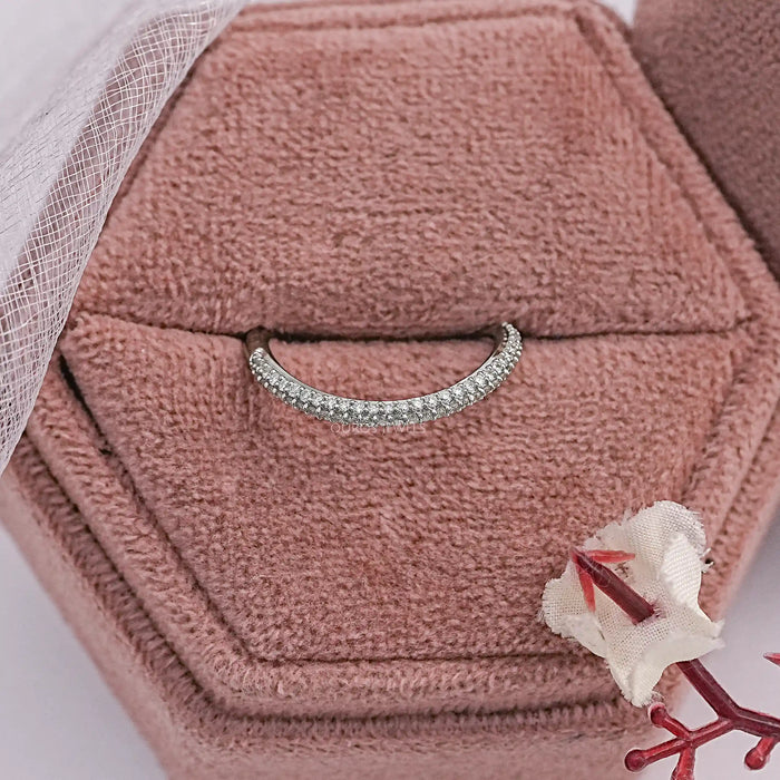 Pave Set Round Lab Diamond Curved Band