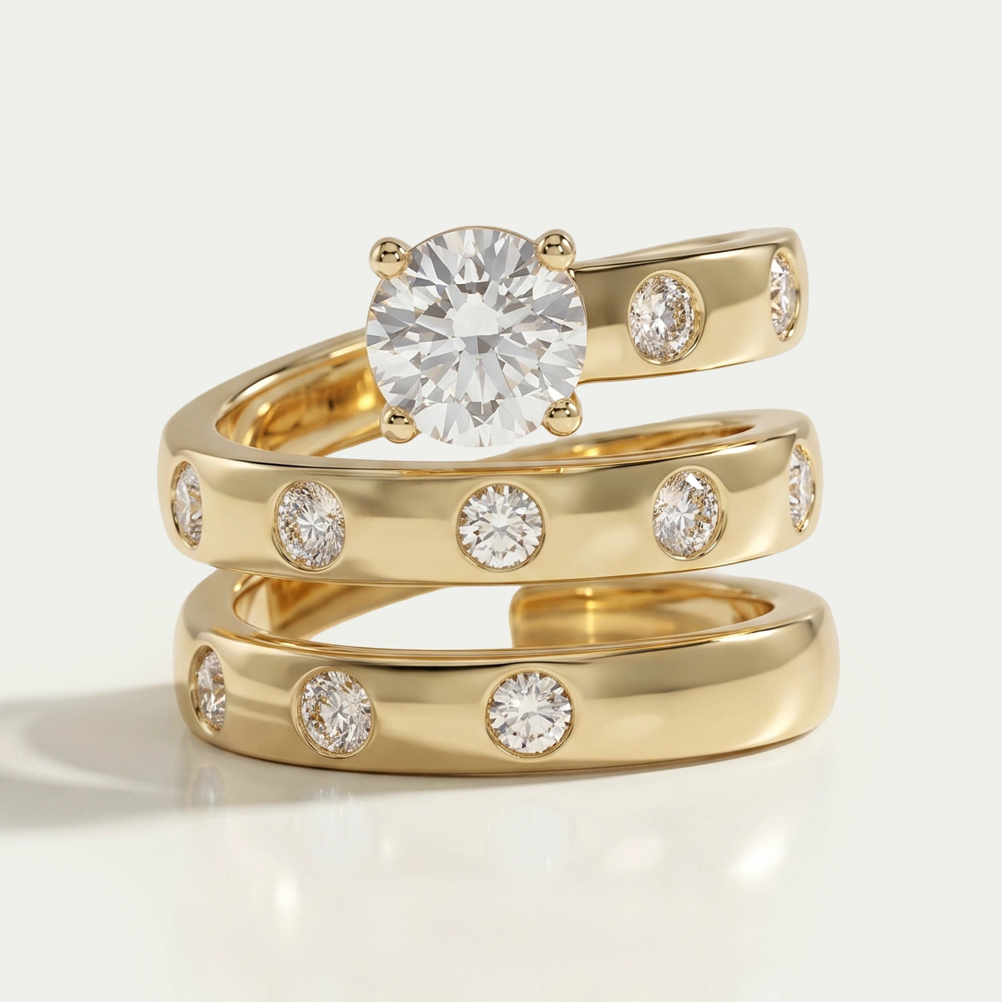 Round Lab Diamond Spiral Wedding Band Rings