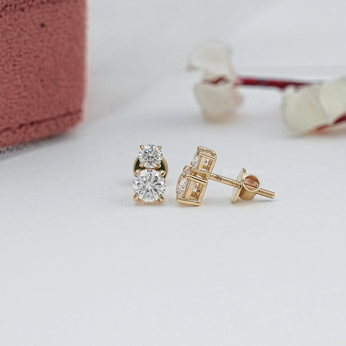 Round Lab Diamond Dual Stud Earrings
