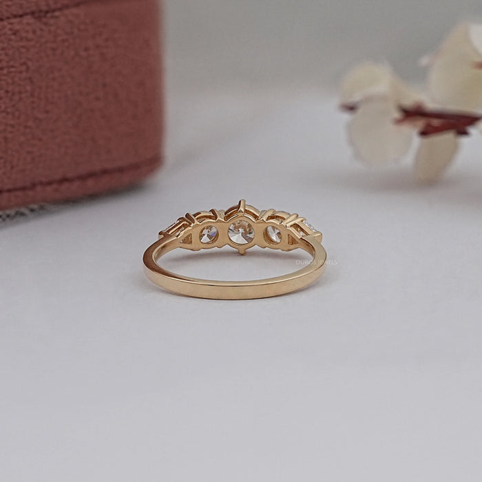 Round And Shield Cut Five Stone Diamond Engagement Ring