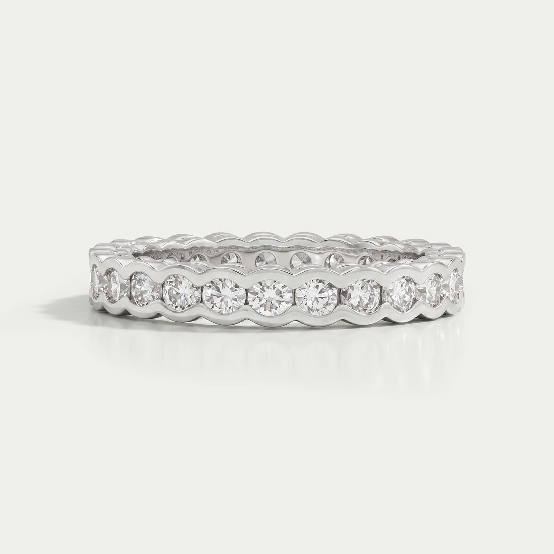 Round Shape Lab Diamond Half Bezel Set Band
