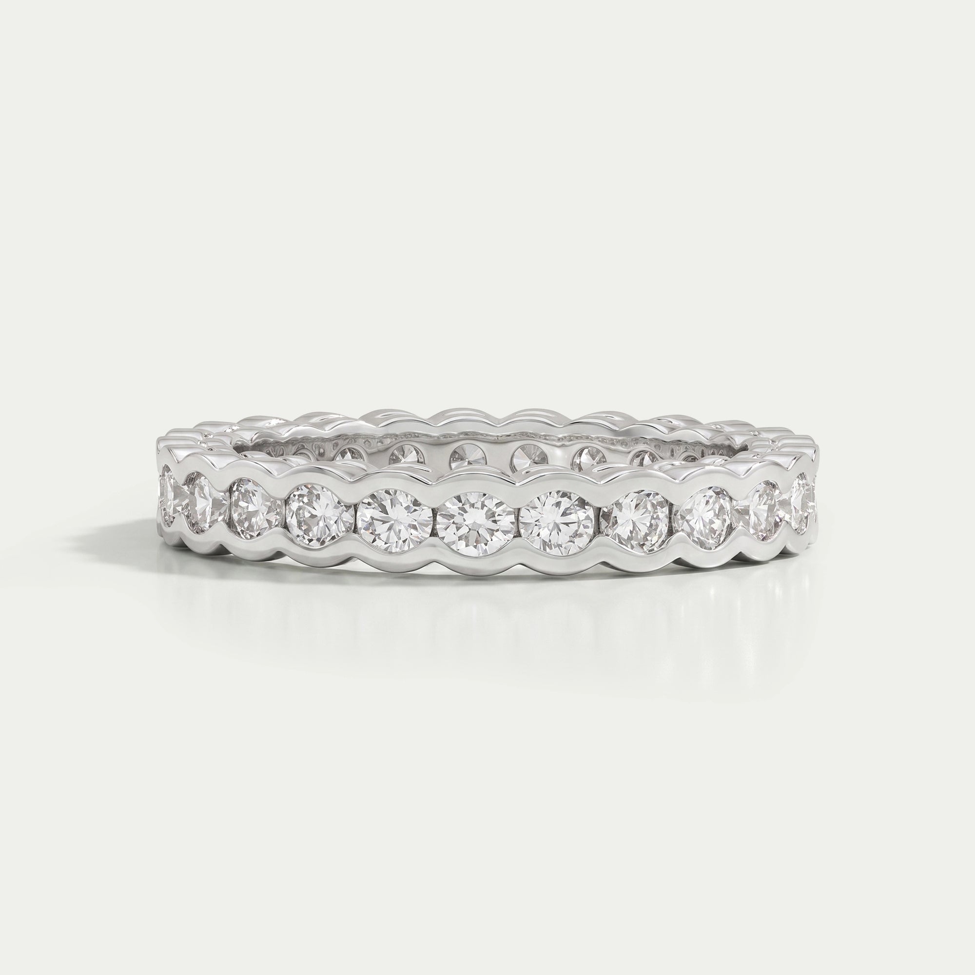Round Shape Lab Diamond Half Bezel Set Band