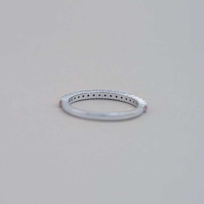Pink Round Cut Lab Grown Diamond Half Eternity Band