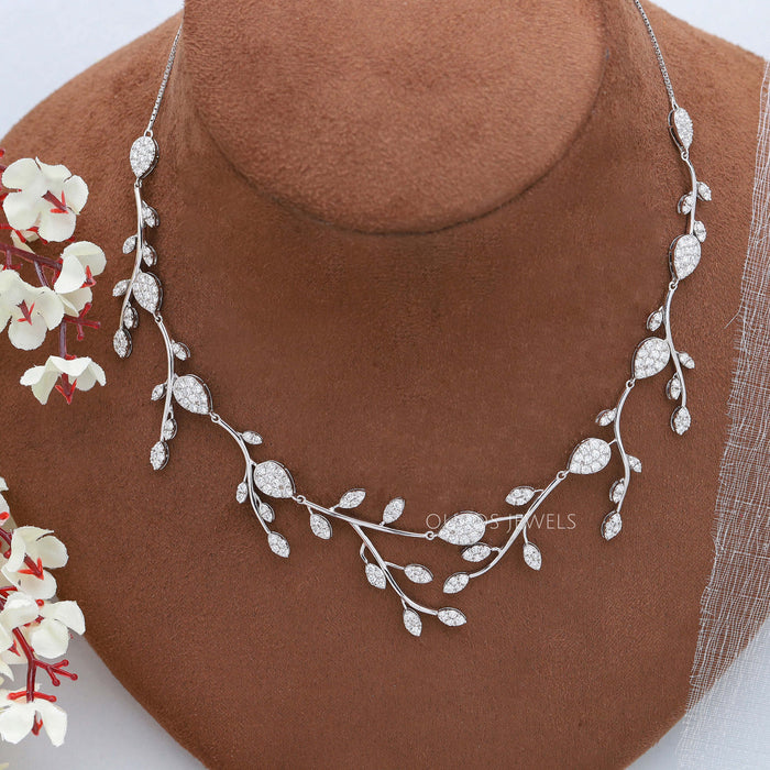 Floral Diamond Wedding Necklace for Brides