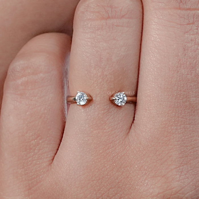 Round Lab Diamond Open Cuff Wedding Ring