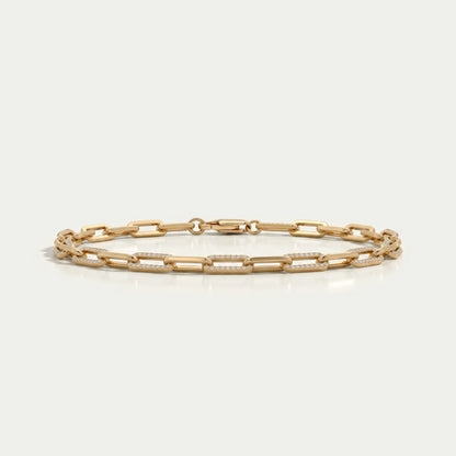 Round Lab Diamond Paperclip Link Bracelet 