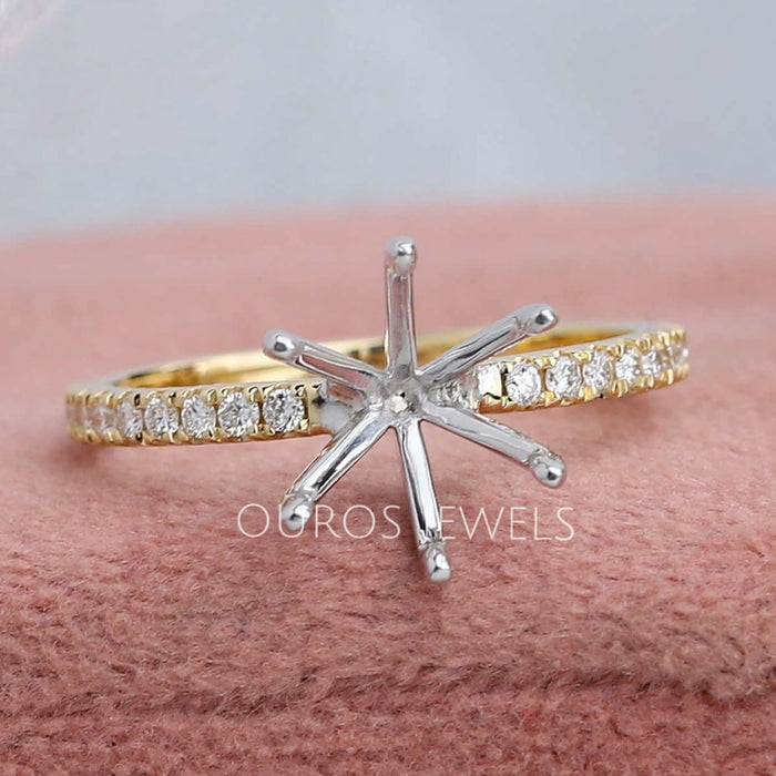 front view of round-shaped prong-setting semi-mount engagement ring