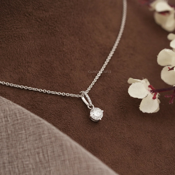 Classic Solitaire Round Cut Lab Grown Diamond Bail Pendant 