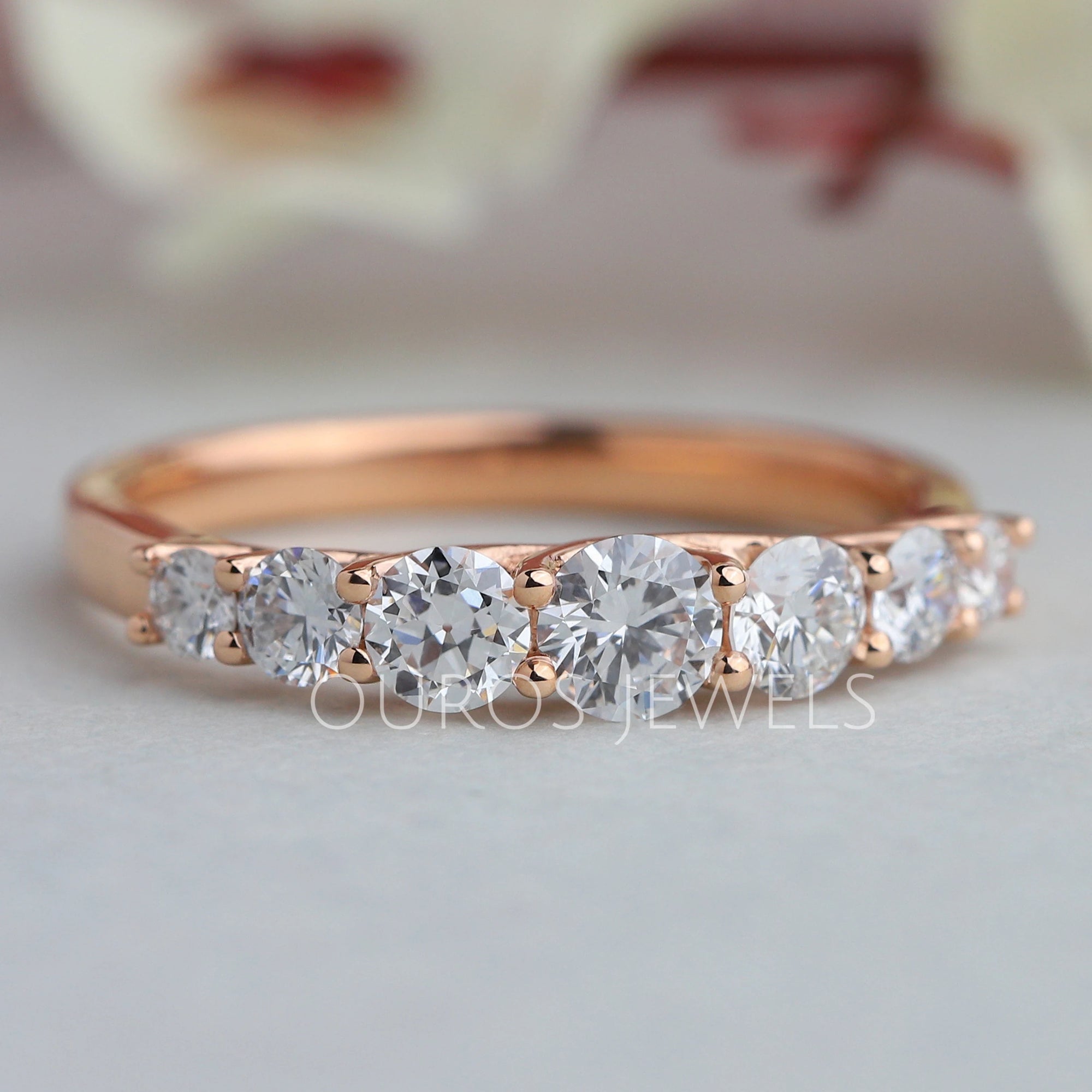Round Cut Half Eternity Band Rings