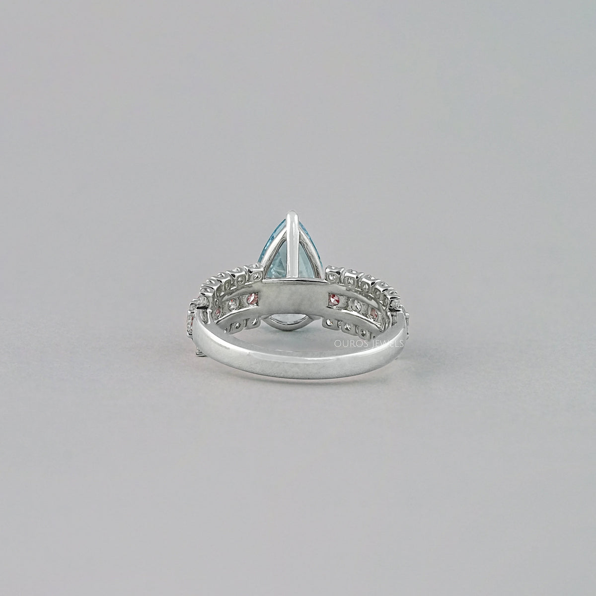 Fancy Blue Pear Lab Diamond Accent Cocktail Ring Ring