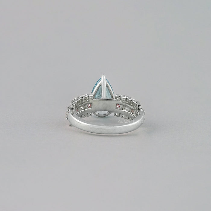 Fancy Blue Pear Lab Diamond Accent Cocktail Ring
