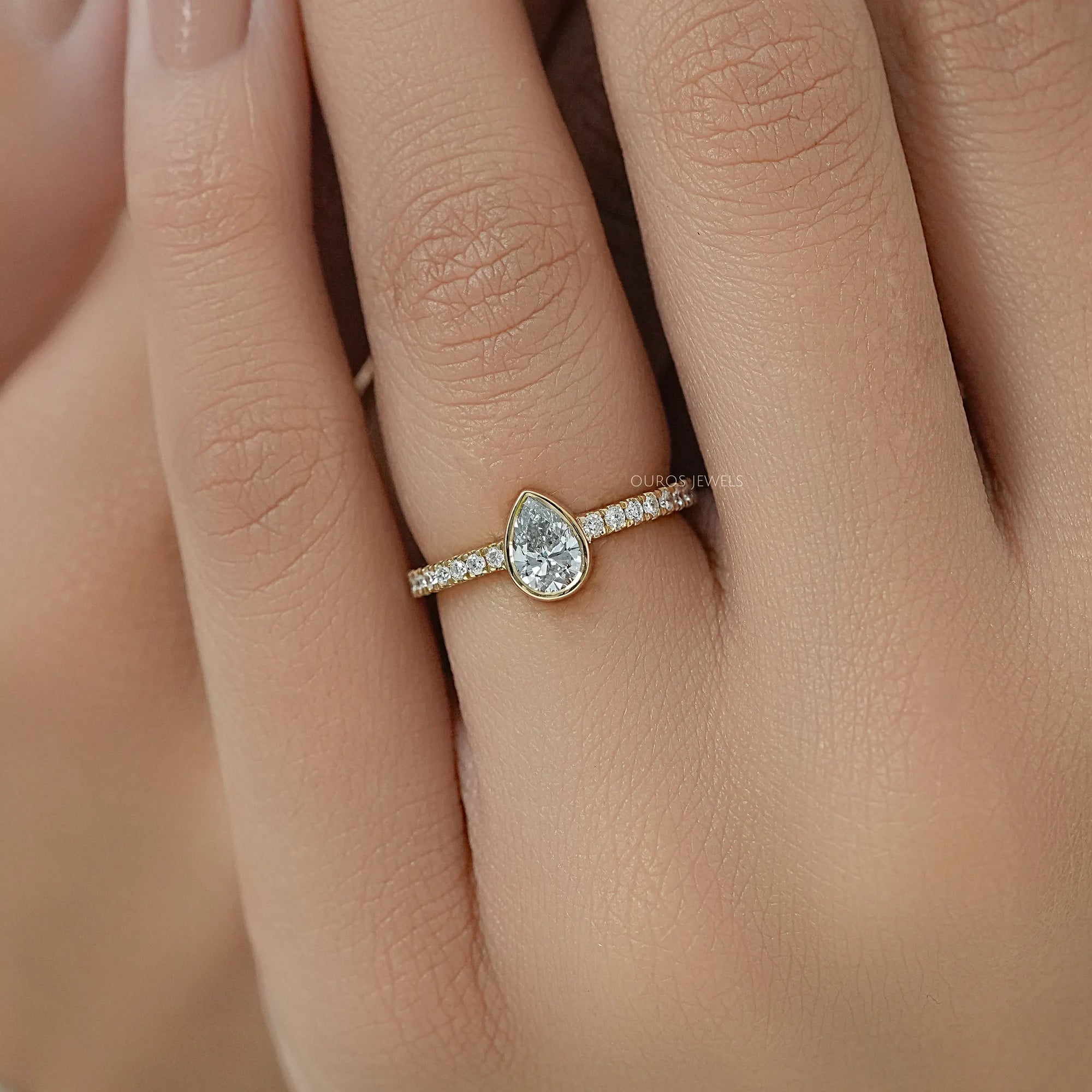 Bezel Set Lab Diamond Solitaire With Accent Ring Ring