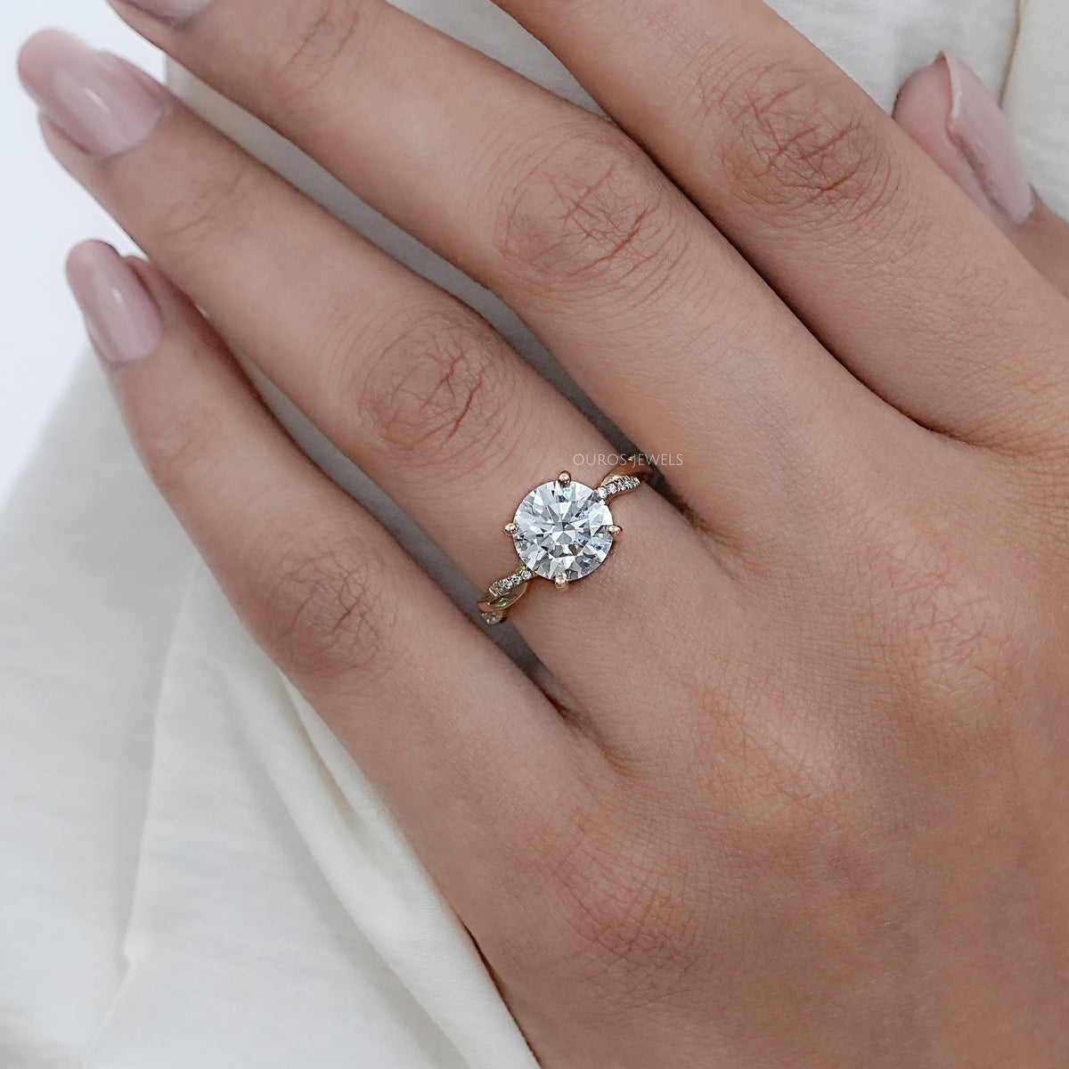 Twisted Round Cut Lab Created Diamond Anniversary Ring Rings