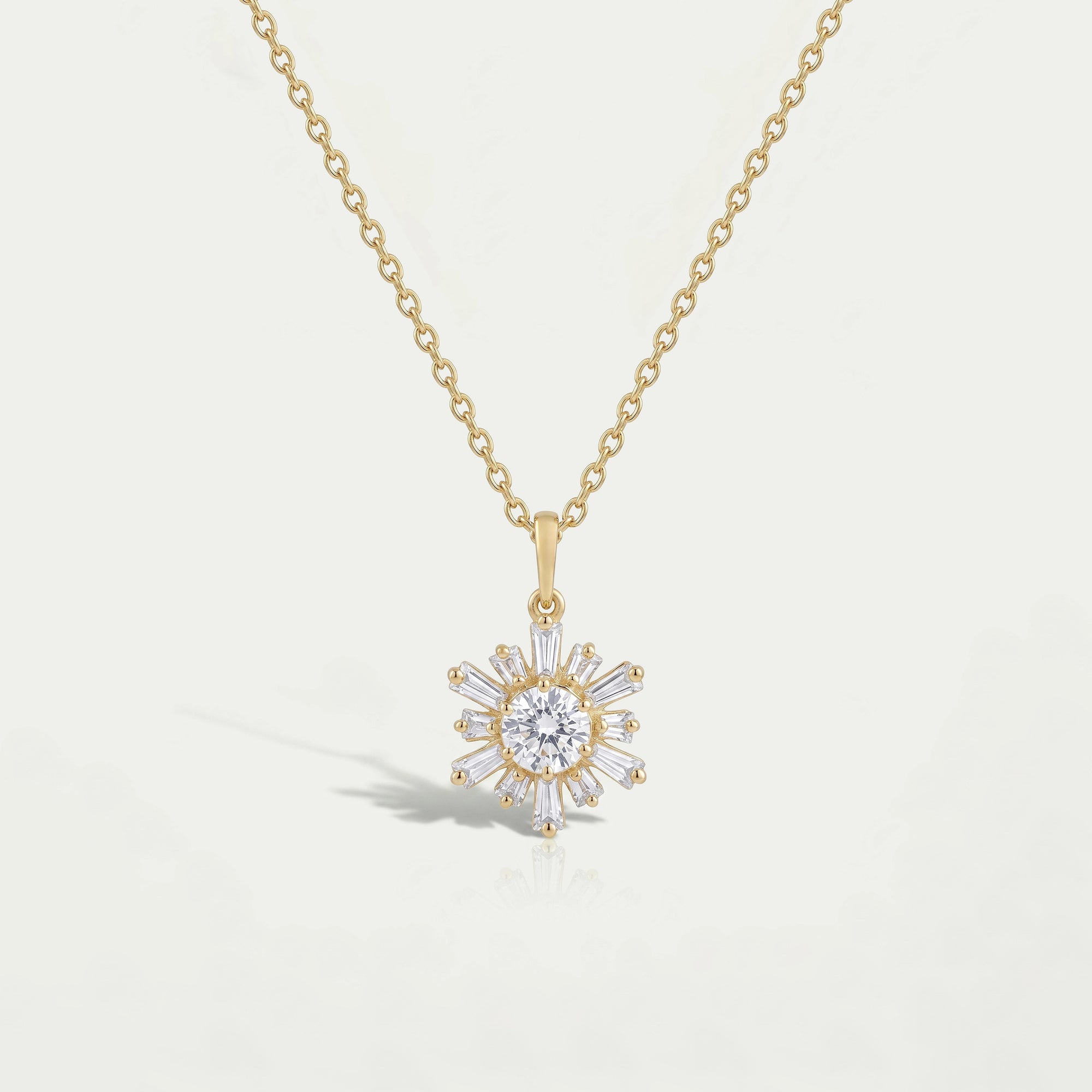 Tapererd Baguette And Round Diamond Pendant