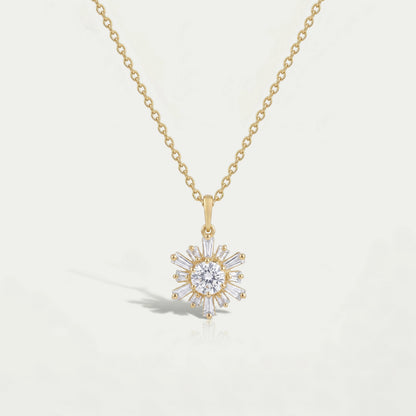 Tapererd Baguette And Round Diamond Pendant