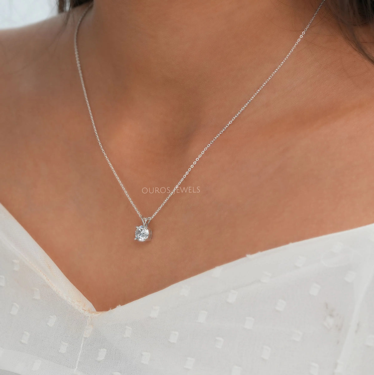 Round Lab Grown Diamond Bail Pendant FREE GIFT Necklaces