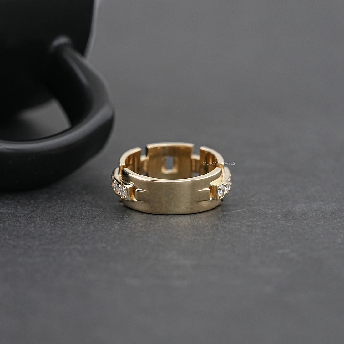 Yellow Gold Round Cut Lab Diamond Wedding Band Ring