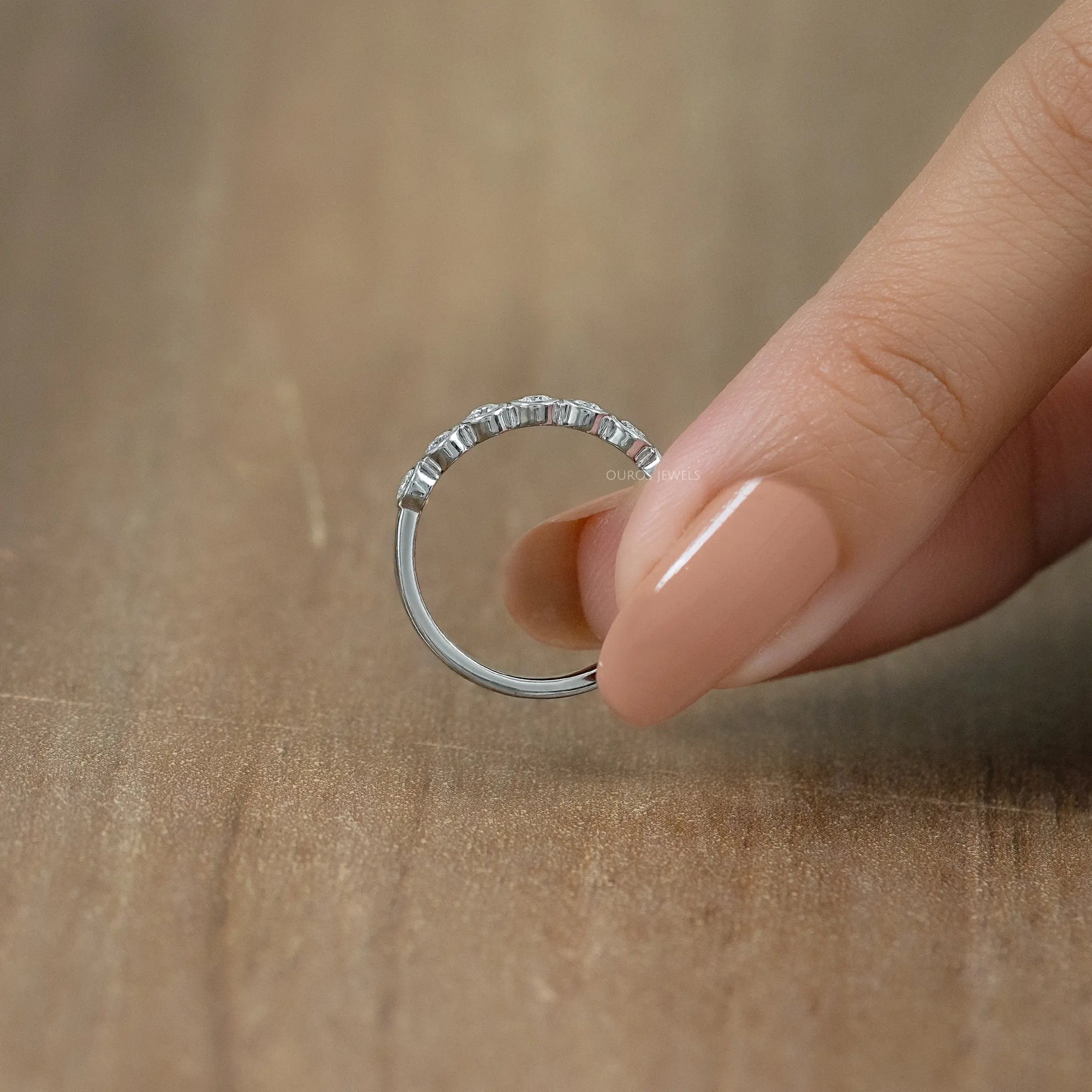 Round Diamond Bezel Set Half Eternity Band Rings