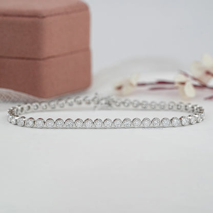 3.00 MM Round Lab Diamond Bezel Set Tennis Bracelet Bracelet