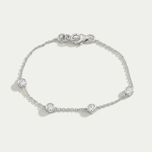 Round Diamond Bezel Set Chain Bracelet Bracelet