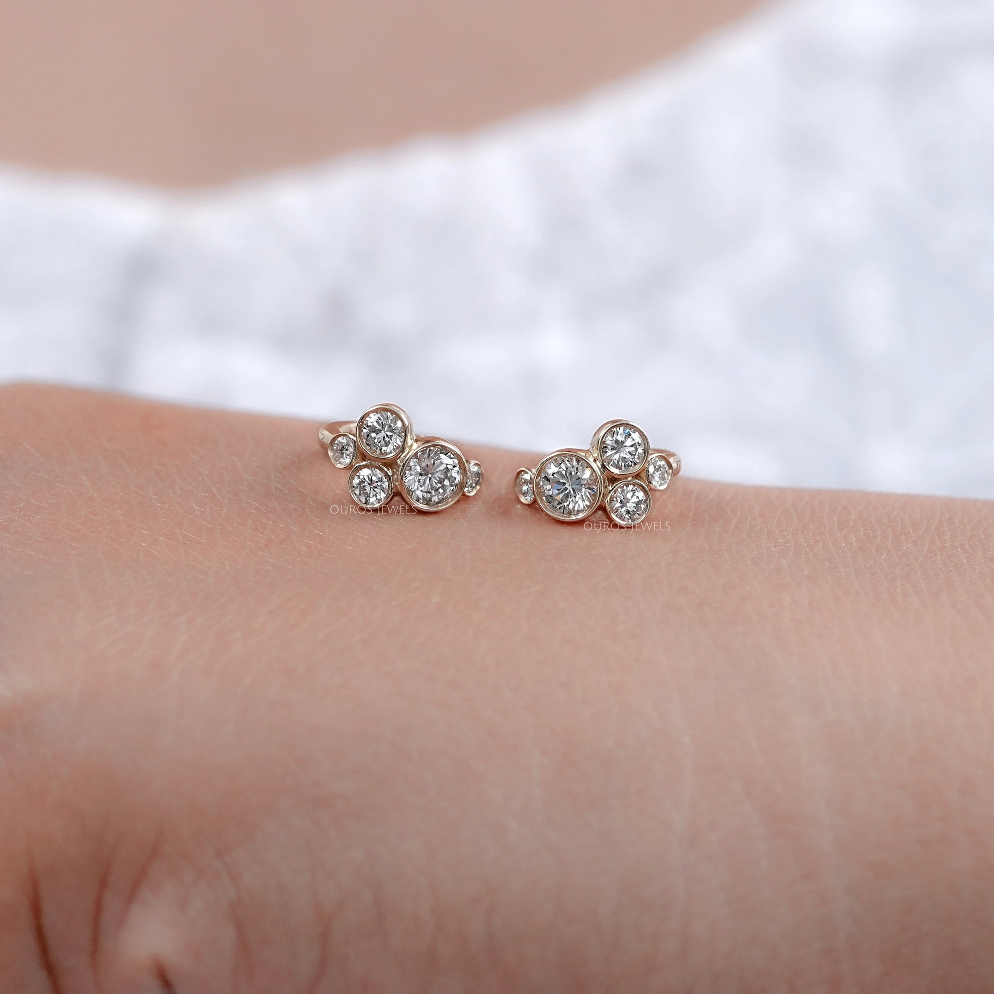 Round Lab Diamond Bezel Set Huggie Earrings Earring