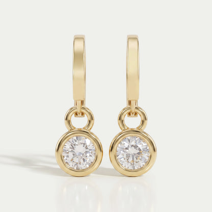 Round Diamond Bezel Set Hoop Earrings
