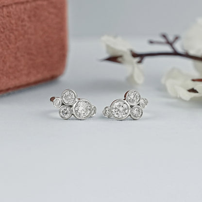 Round Diamond Bezel Set Huggie Hoop Earrings Earrings