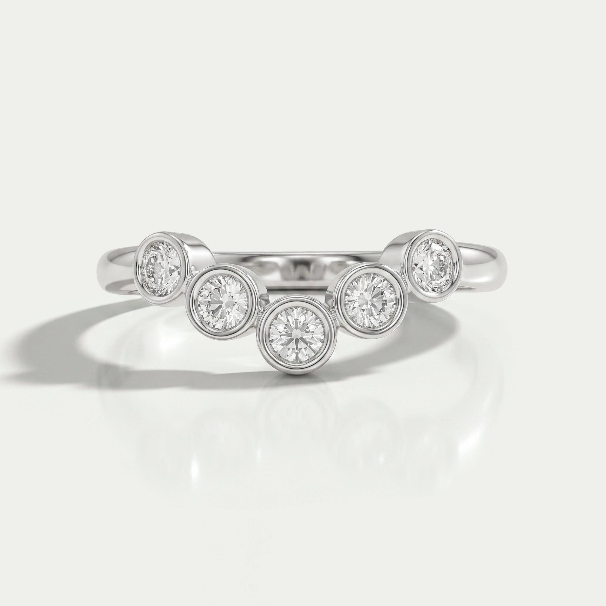 Five Stone Bezel Set Round Diamond Ring