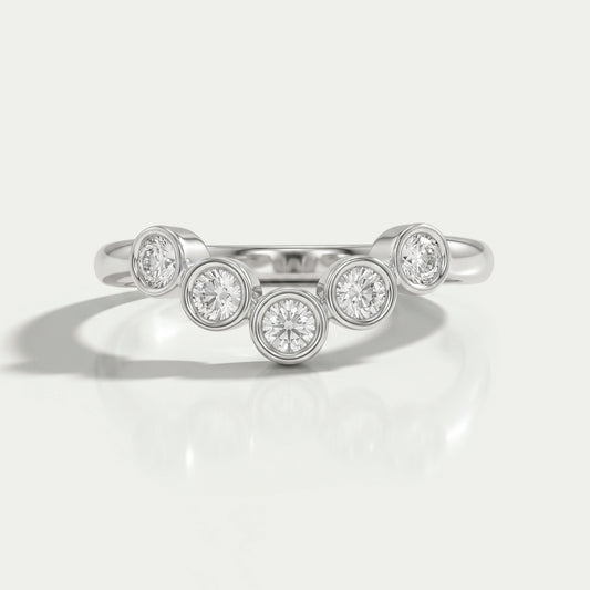 Bezel Set Round Cut Lab Diamond Curved Ring